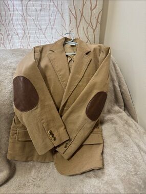 Janie and Jack Tan Corduroy Jacket with Leather Brown Elbow PatchDetails